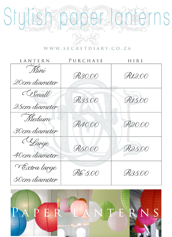 Lantern pricelist