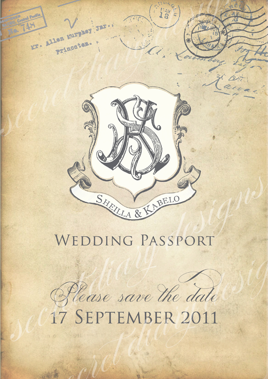 Passport save the date wedding invitations