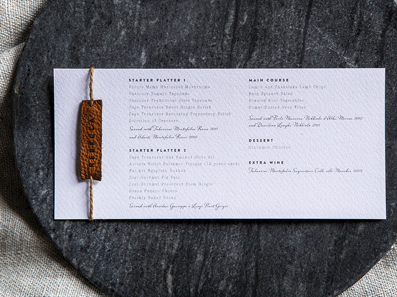 Menu - Flat Card - Artisan Paired