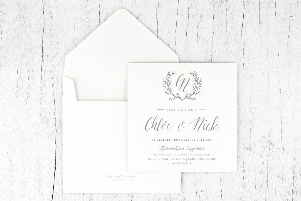 Letter pressed enchantment | www.secretdiary.co.za | Chloe Wreath Invite