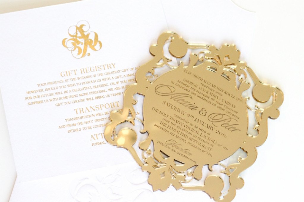 Alexia Perspex and gold foiled invitation | www.secretdiary.co.za