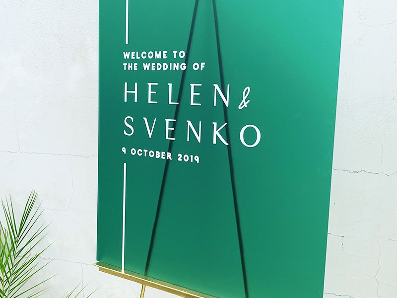 Emerald acrylic welcome board