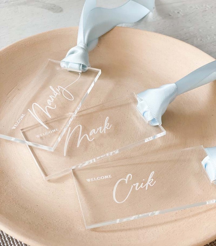 Acrylic engraved guest name tags