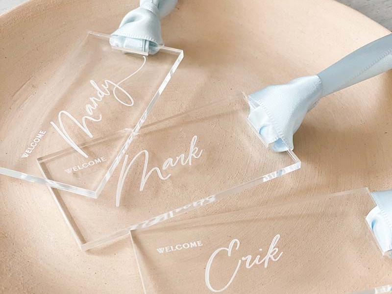 Acrylic engraved guest name tags