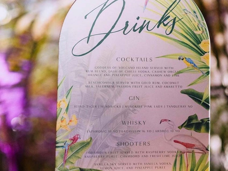 Bonny and Phillip cocktail menu