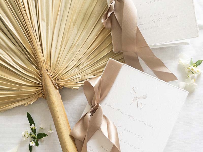 Sarah and Wesley taupe program booklet