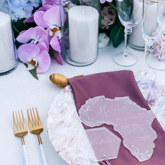 Acrylic african shaped menu