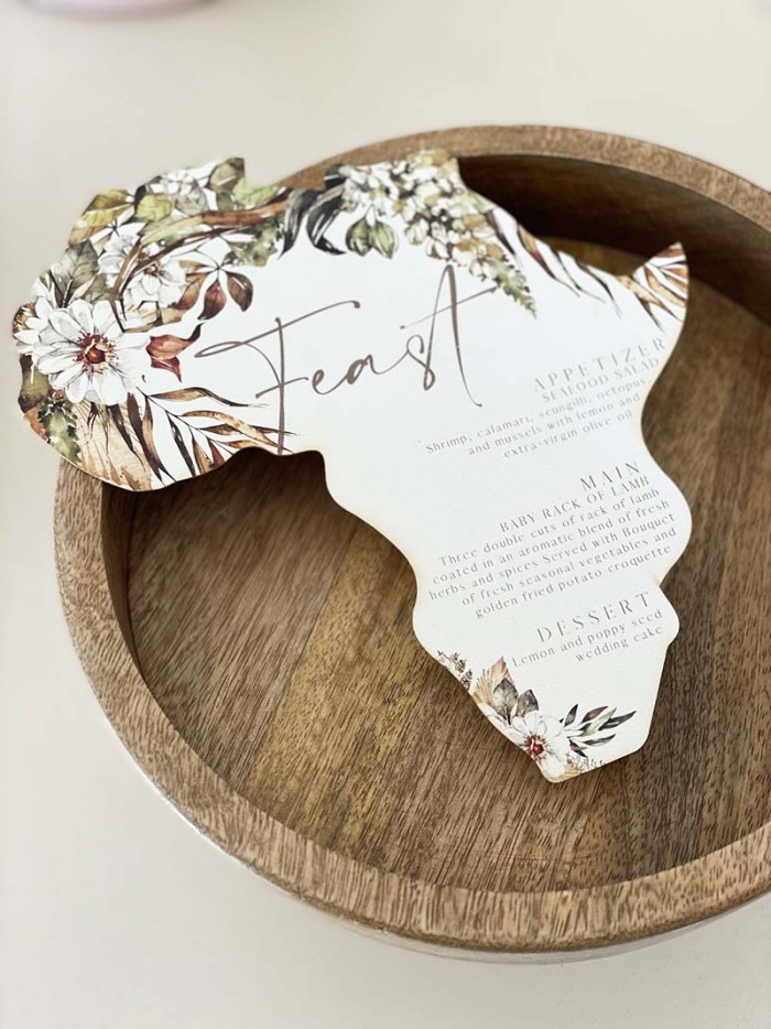 African continent shaped menu