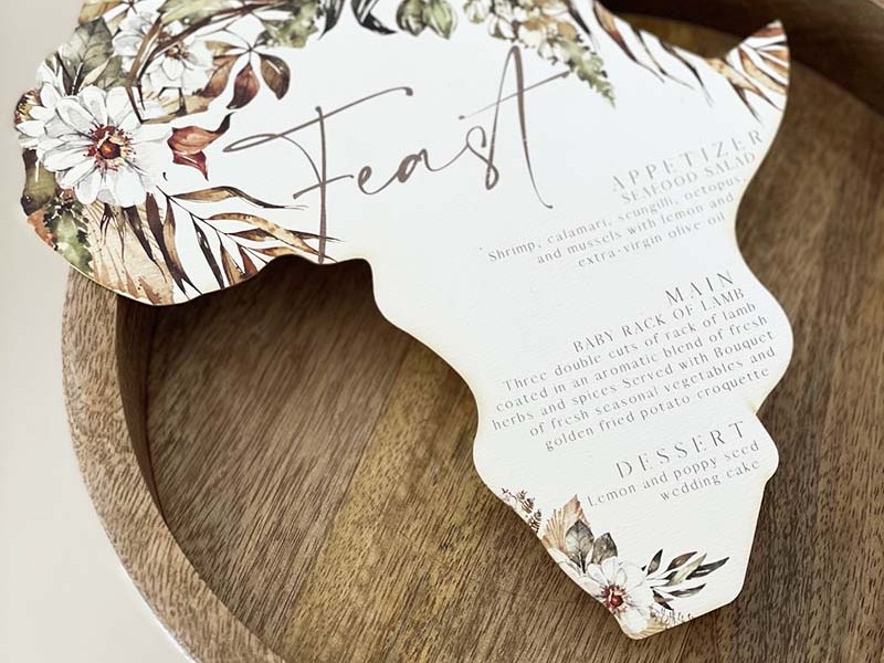 African continent shaped menu
