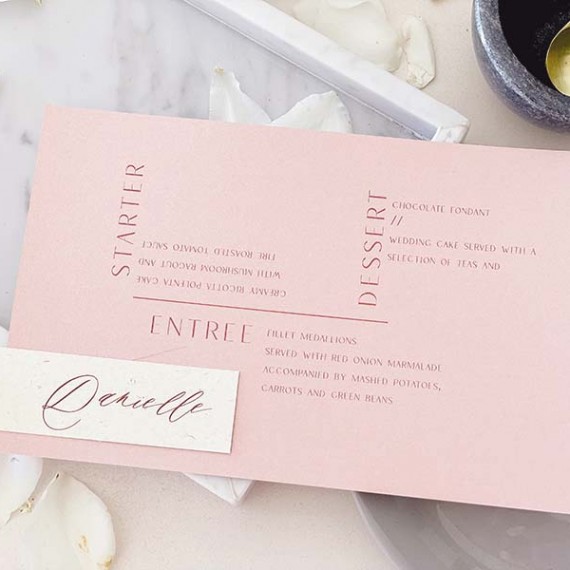 Blush modern landscape menu cards