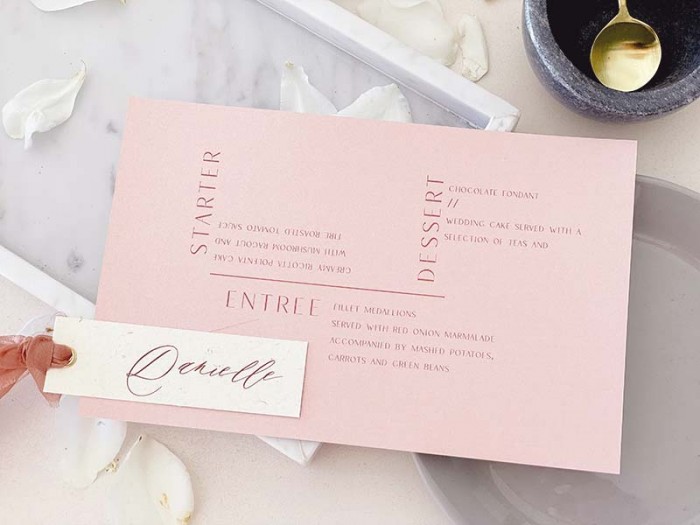 Blush modern landscape menu cards