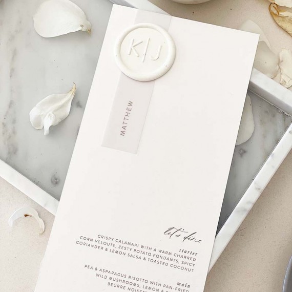 Kiara and Jamie menu cards
