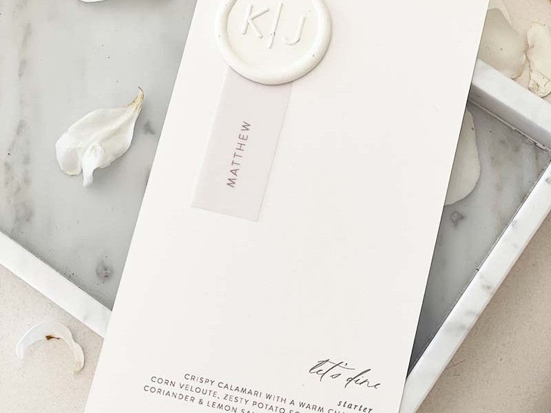 Kiara and Jamie menu cards