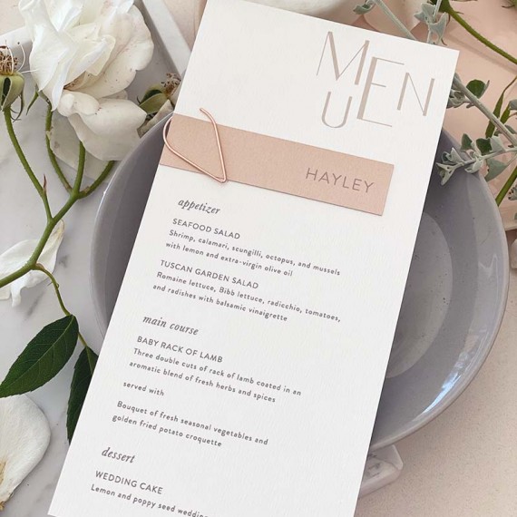 Modern DL menu and name card