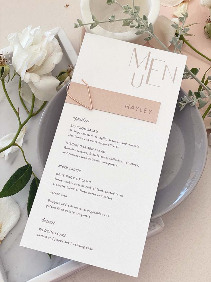 Modern DL menu and name card