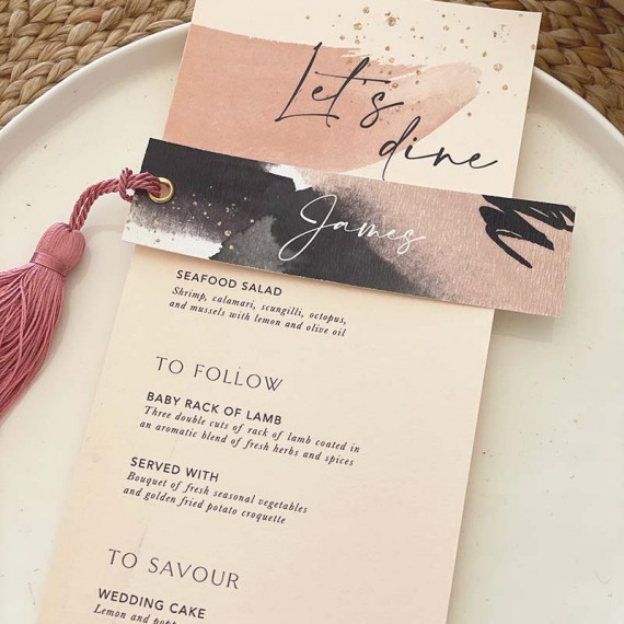 Modern swash menu and guest name tag