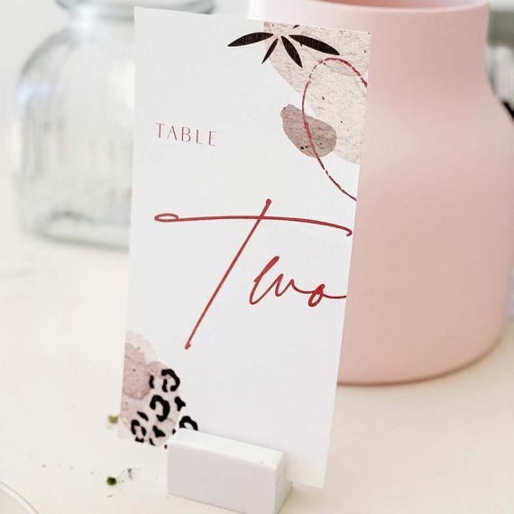 Modern table number card and wooden stand