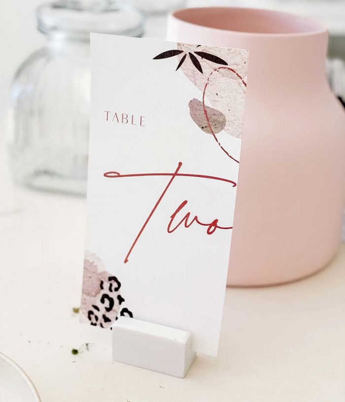 Modern table number card and wooden stand