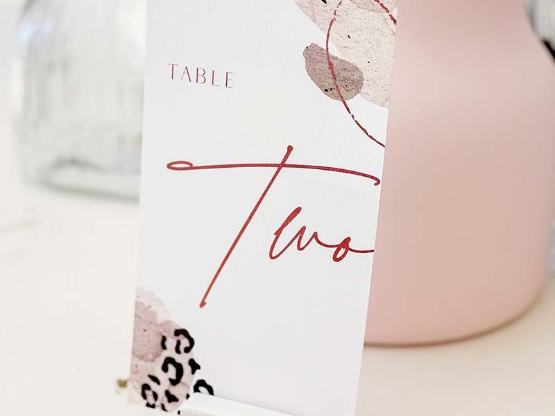 Modern table number card and wooden stand