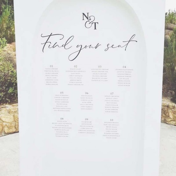 Nadia and Tim - vinyl seating plan