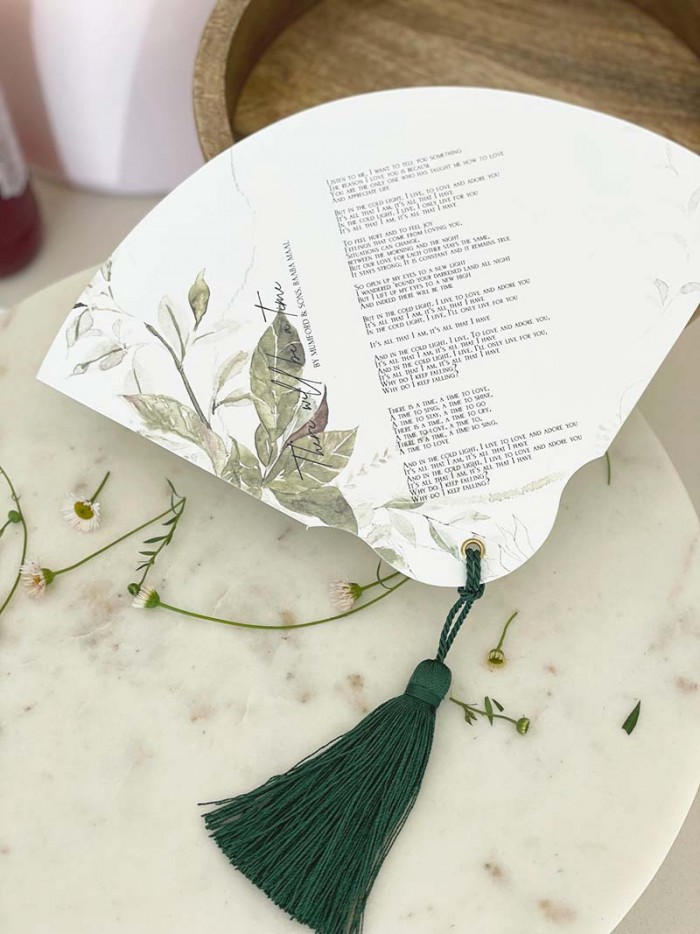 Program fan with tassel-Greenery