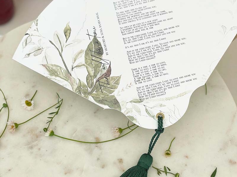 Program fan with tassel-Greenery