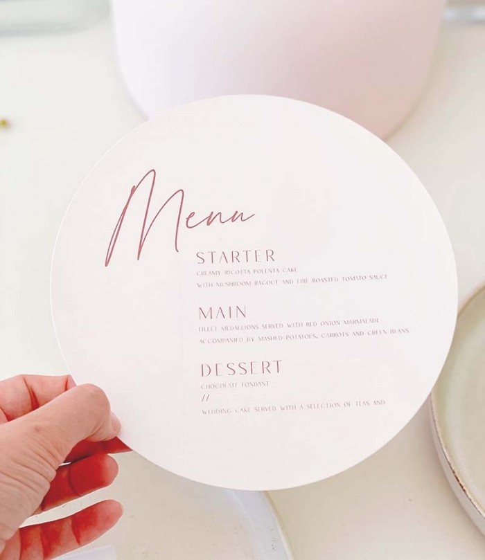 Round menu card