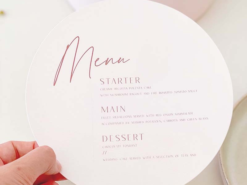 Round menu card