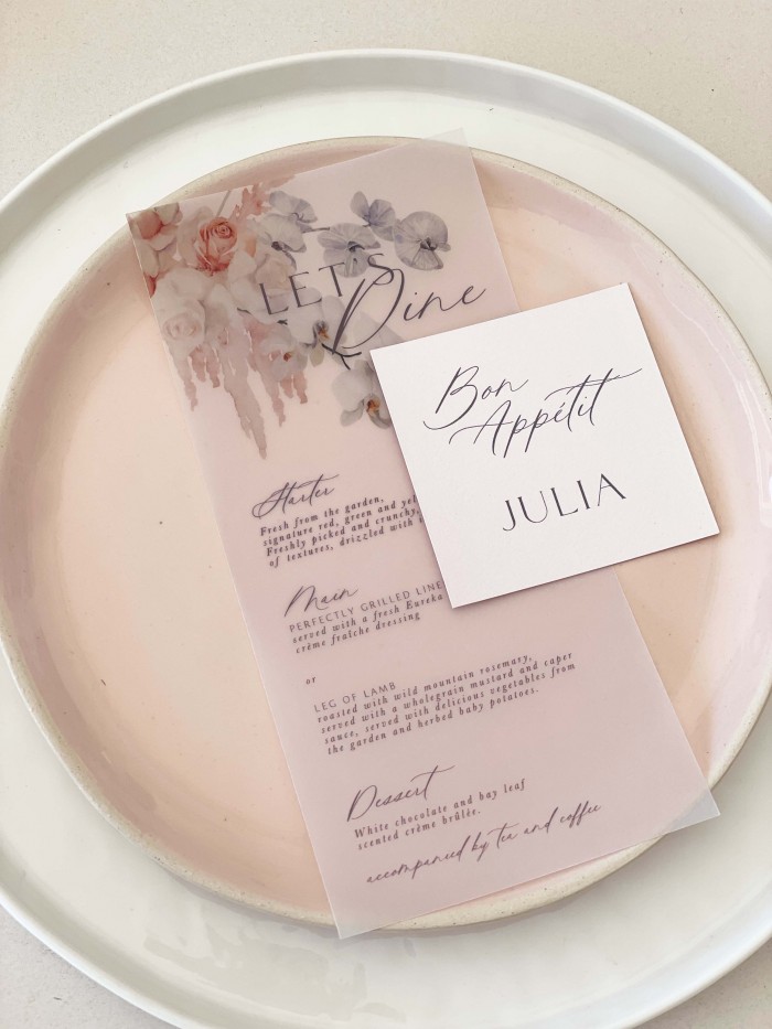 Vellum floral menu