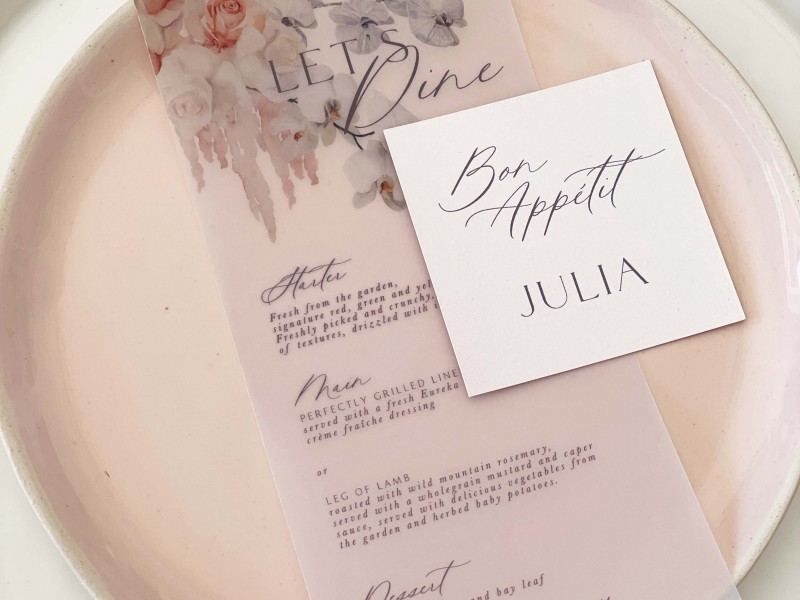 Vellum floral menu