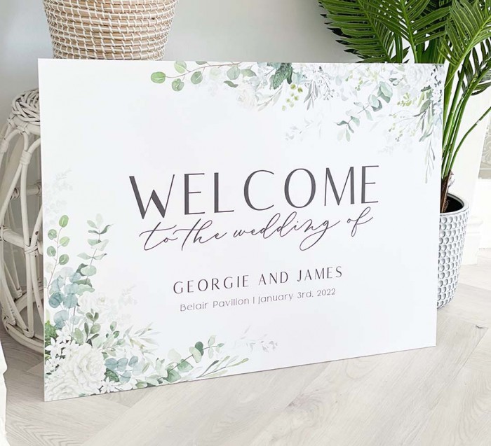 Georgie and James welcome sign