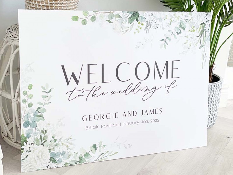 Georgie and James welcome sign