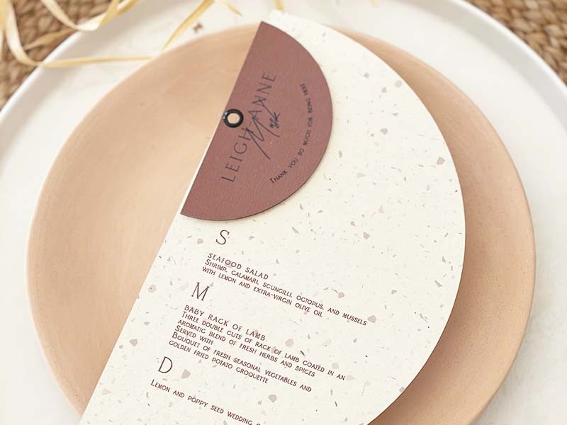 Halfmoon menu with guest name