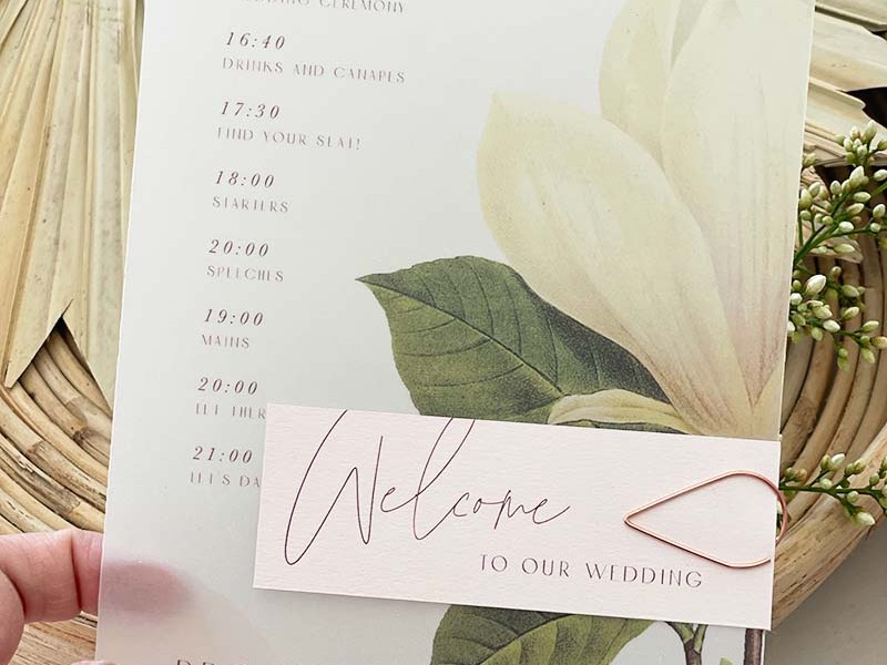 Vellum menu with guest name tag