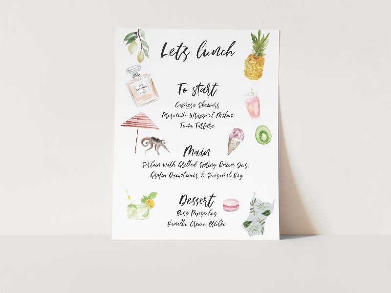 Watercolour menu