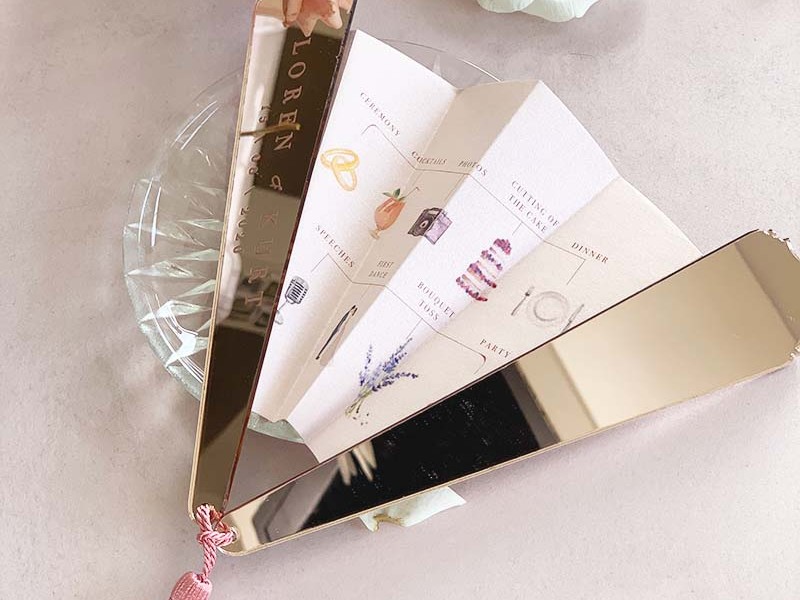 Acrylic program fan with timeline