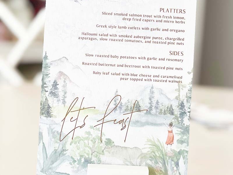 Ashleigh and Seth menu cards