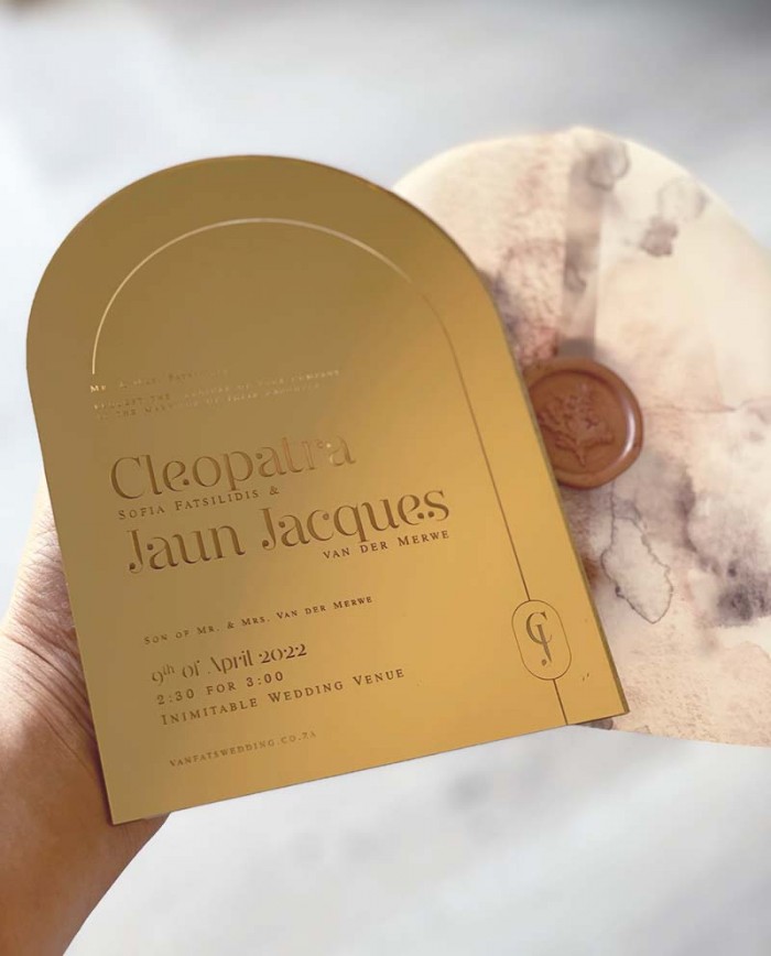 Cleopatra & Jaun Jacques acrylic invite