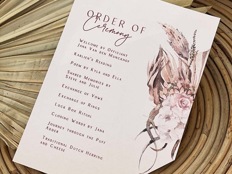 Floral modern program card