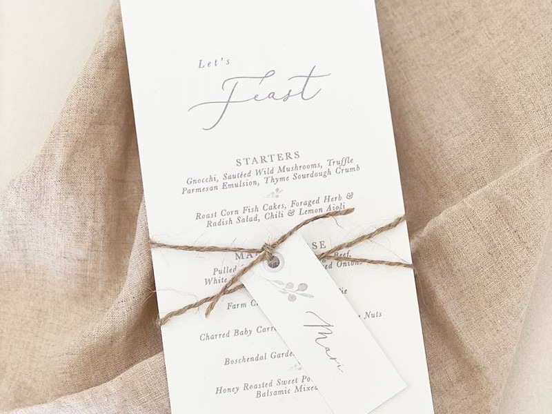 Menu and place cards