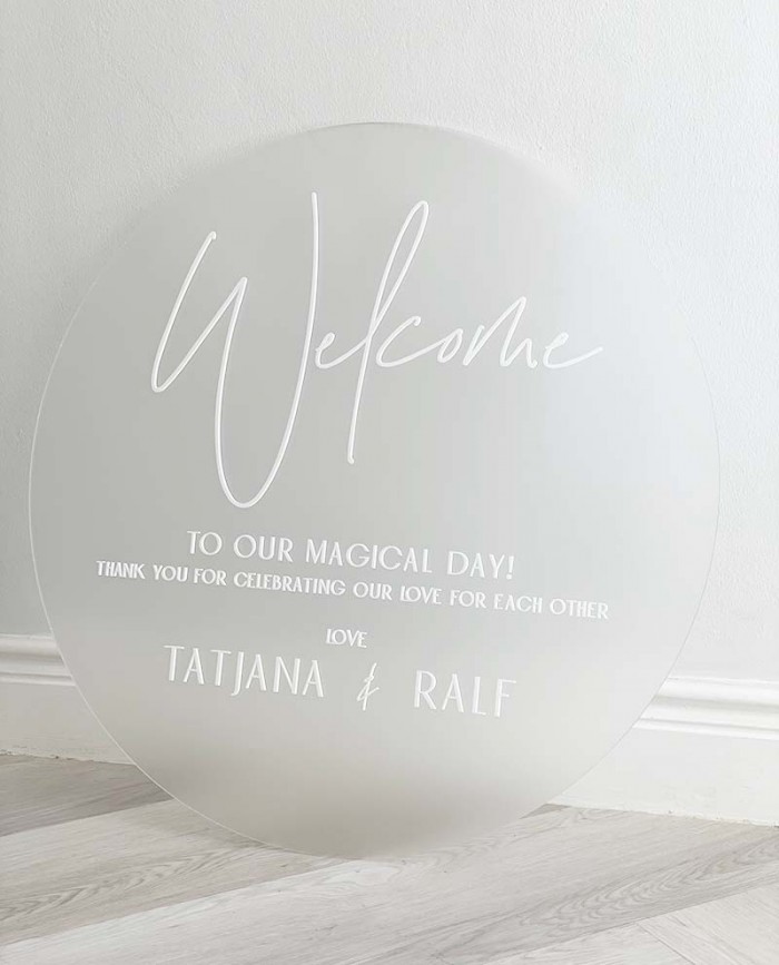 Tatjana and Ralf acrylic welcome board 02