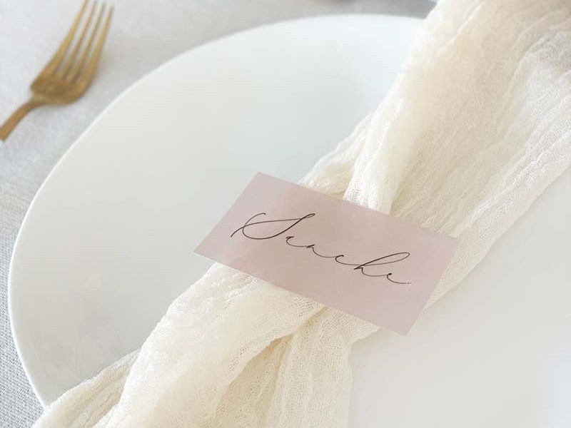 Vellum blush guest name card