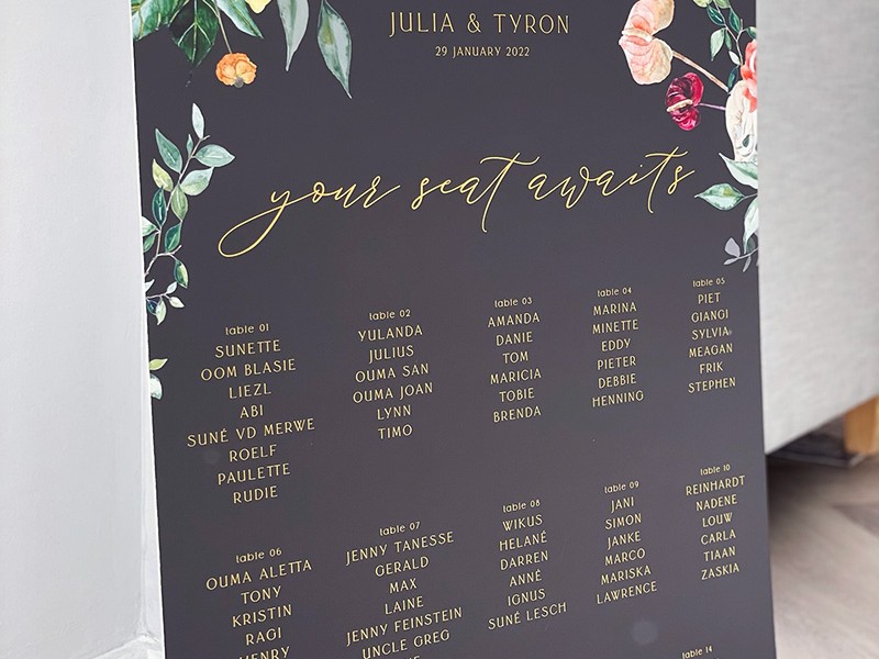 Julia and Tyron seating plan