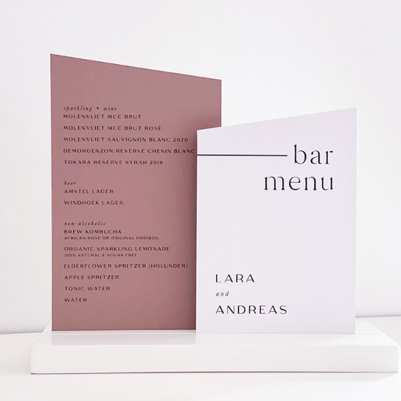 Lara and Andreas bar menu
