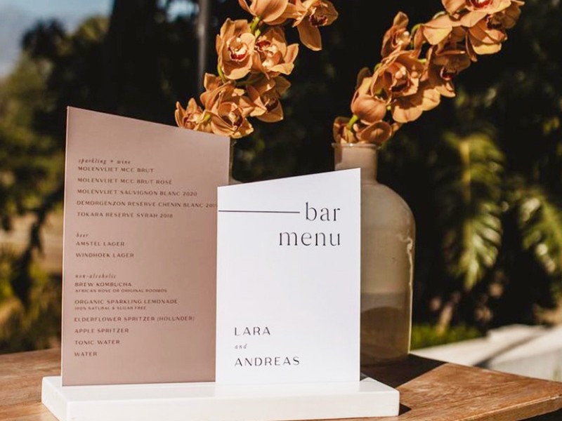 Lara and Andreas bar menu