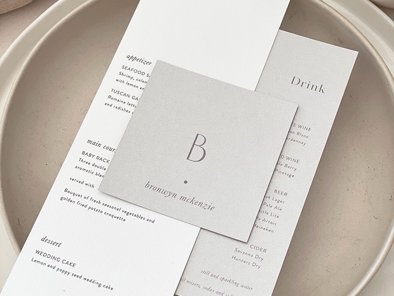 Layered menu and guest name card