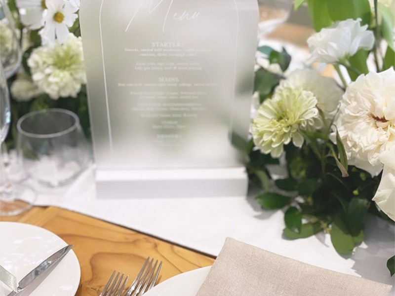 Acrylic menu and table number