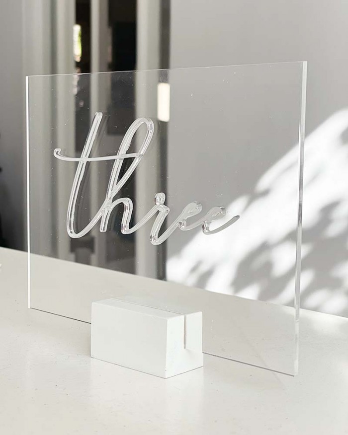 Acrylic table number-silver-clear