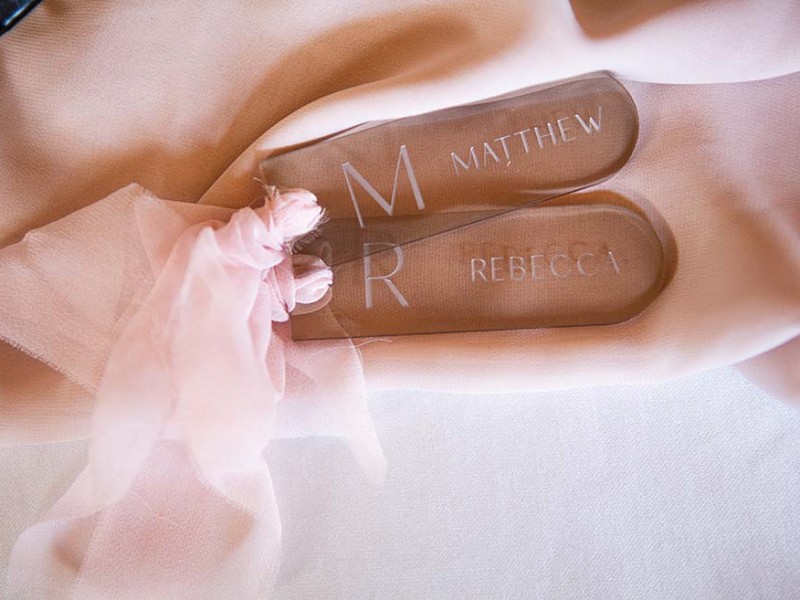 Rebecca and Matt acrylic guest names