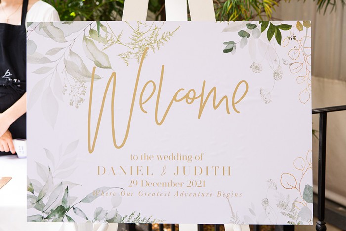 Daniel and Judith welcome sign